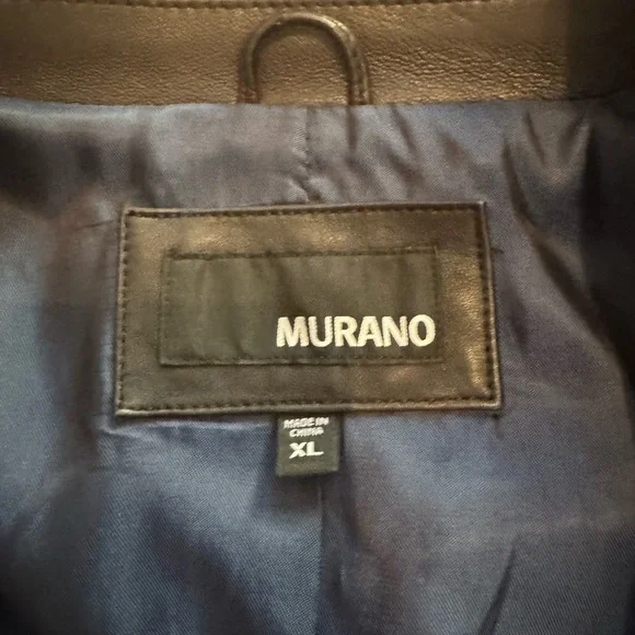 Vintage Murano Lamb Skin Leather Black Men’s Size XL Lined Blazer Coat - Picture 3 of 8